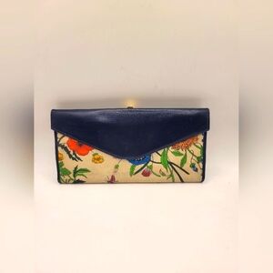 Gucci Flora Long Canvas Leather Wallet